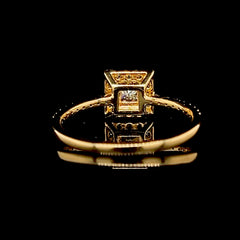 0.41ct H VS Princess Cut Halo Paved Diamond Engagement Ring 14kt