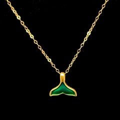 GLD | 24kt Gold Lucky Green Tail Pendant Necklace in 16-18”