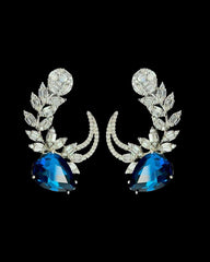 LVNA Signatures | Ivana’s Crescent Moon Wings Blue Sapphire Cluster Shape Diamond Earrings