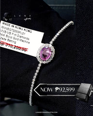 Pink Sapphire Gemstones Eternity Diamond Bracelet 14kt