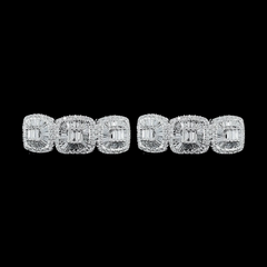 Trio Cushion Creolle Diamond Earrings 14kt