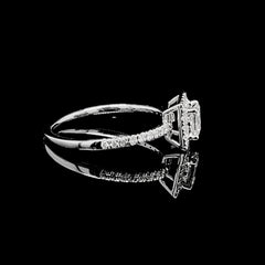 CLR | 0.80cts Princess Cut Halo Paved Diamond Engagement Ring 14kt