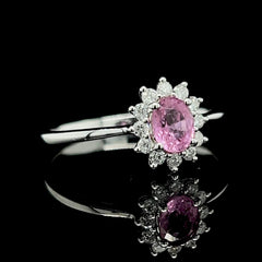 #ThePromise | Floral Pink Sapphire Deco Gemstones Diamond Ring 18kt #LoveLVNA