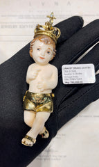 Collector’s Vintage Sto. Nino Ivory Bone with 18kt Solid Gold Dressing & Diamond Accents