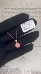 #LVNA2024 |  Rose Classic Round Pink Enamel Diamond Necklace 18kt