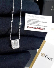 GIA Certified 1.00ct - 1.20ct Radiant Cut Halo Solitaire Diamond Necklace 18kt |#LoveLVNA|