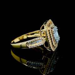 #BuyNow | Golden Emerald Halo Diamond Ring 14kt
