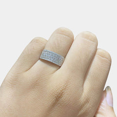 Mens Unisex Deco Paved Half Eternity Diamond Ring 14kt