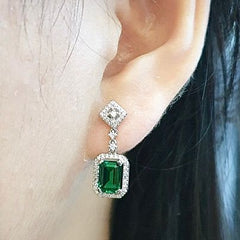#LoveIVANA | Green Emerald Dangling Gemstones Diamond Earrings 14kt
