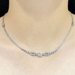 Art Deco Solitaire Bar Eternity Diamond Necklace | LVNA Signatures designed by Drake Dustin