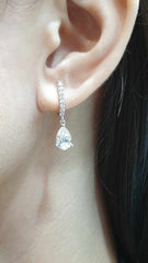 PREORDER | 2.32cts L SI2 Pear Brilliant Dangling Solitaire Diamond Earrings 14kt GIA Certified