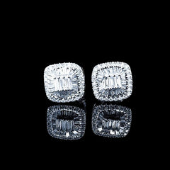 Square Baguette Stud Diamond Earrings 14kt | CLEARANCE BEST