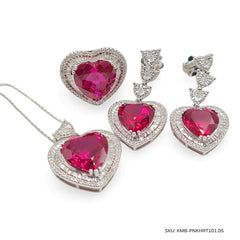 #TheSALE | Heart Baguette Diamond Ruby Nano Gemstone Jewelry Set 14kt