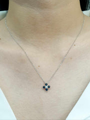 Floral Blue Sapphire Diamond Necklace 18kt