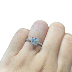 CLR | 1.57cts I VS2 Asscher Cut Diamond Engagement Ring 18kt IGI Certified