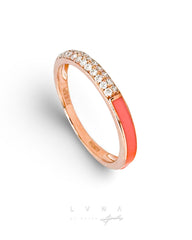 #LVNA2024 | Rose Eternity Round Orange Enamel Paved Diamond Ring 18kt