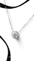 #LVNA2024 | 0.50ct G-H VS-SI3 Round Brilliant Natural Solitaire Diamond Necklace 18” 18kt