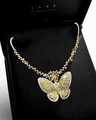 #LVNA2024 | LVNA Signatures Rare Colored Clustered Diamonds Butterfly Paved Pendant Diamond Necklace 14kt