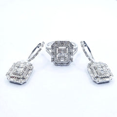 #LVNA2024 | Emerald Halo Baguette Dangling Diamond Jewelry Set 14kt