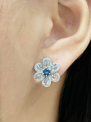 #LVNA2024 |  Blue Floral Baguette Diamond Earrings 14kt