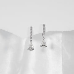 PREORDER | 2.32cts L SI2 Pear Brilliant Dangling Solitaire Diamond Earrings 14kt GIA Certified