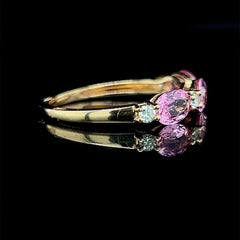 #LoveLVNA | Oval Pink Sapphire Alternating Gemstones Diamond Ring 18kt | #ThePromise