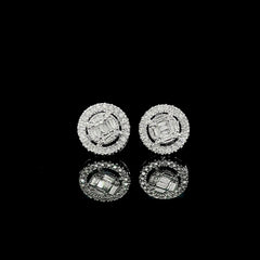 CLEARANCE BEST | Classic Round Baguette Stud Diamond Earrings 14kt