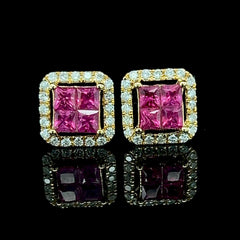 #LoveLVNA | Golden Square Ruby Gemstones Diamond Earrings 18kt
