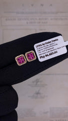 #LoveLVNA | Golden Square Ruby Gemstones Diamond Earrings 18kt