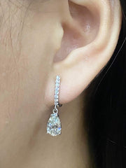 PREORDER | 1.00ct / 1.00ct each Pear Brilliant Dangling Solitaire Diamond Earrings GIA Certified | Editor’s Pick