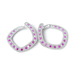 #TheSALE Pink Ruby Curved Hoop Gemstones Diamond Earrings 18kt