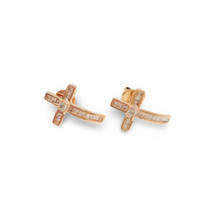 #TheSALE Rose Religous Cross Stud Diamond Earrings 18kt