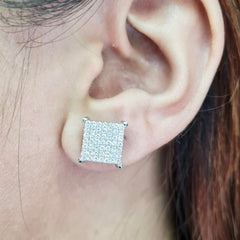 #TheSALE Square Round Stud Diamond Earrings 14kt