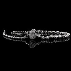LVNA Signatures Double Heart Half Eternity Tennis Diamond Bracelet 14kt