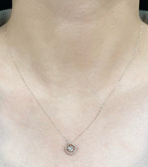#LVNA2024 | Rose Cushion Halo Paved Diamond Necklace 14kt