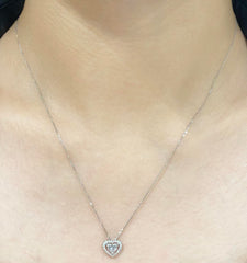#LVNA2024 |  Heart Baguette Halo Paved Diamond Necklace 18" 18kt White Gold
