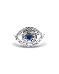 #TheSALE | Evil Eye Blue Sapphire Diamond Ring 14kt