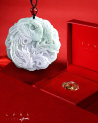 THE VAULT | Premium Gradient Myanmar Natural Hand Carved Jadeite Hand Carved Circular Necklace