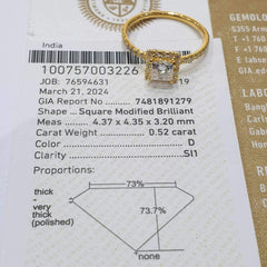 CLR | 0.92cts D SI1 Princess Halo Paved Diamond Ring GIA Certified 14kt
