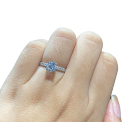 1.32cts Rare Gray Colored Round Cut Paved Diamond Engagement Ring 14kt GIA Certified