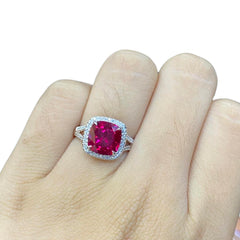 #LVNA2024 |  Cushion Red Ruby Gemstones Diamond Ring 14kt