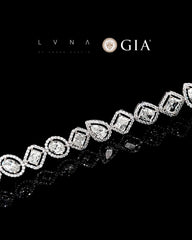 GIA Certified 1.00-1.20ct Each Fancy Cut Diamond Halo Paved Eternity Diamond Bracelet 18kt | LVNA Signatures Editor’s Pick