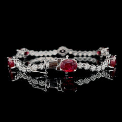 #LVNA2024 | 3.00ct Each Burmese Ruby Gemstones Eternity Diamond Bracelet 18kt