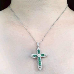#TheSALE | Cross Emerald Diamond Necklace 18kt