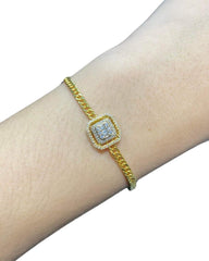 #LVNA2024 | Golden Unisex Square Halo Solid Chain Bracelet 18kt