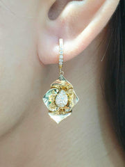#LVNA2024 |  Golden Flower Drop Dangling Diamond Earrings 14kt