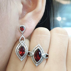#LVNA2024 | Ruby Gemstones Dangling Diamond Jewelry Set 14kt