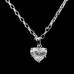 #LVNA2024 Heart Brilliant Solitaire Pendant Diamond Necklace 18kt