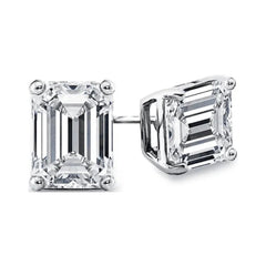 LUNA | 0.70ct / 0.70ct D Colorless Emerald Solitaire Diamond Earrings 18kt GIA Certified
