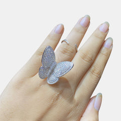 Big Butterfly Deco Diamond Ring 14kt